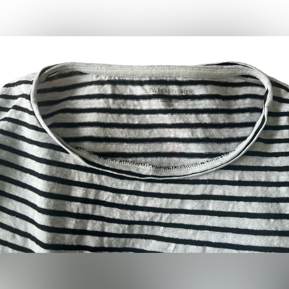 Eileen Fisher Black and White Horizontal Stripe Linen Shirtdress Size Small - Picture 3 of 6